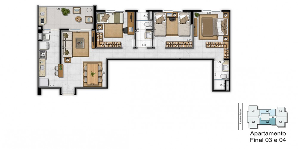 Apartamento 87m² - 3 Quartos